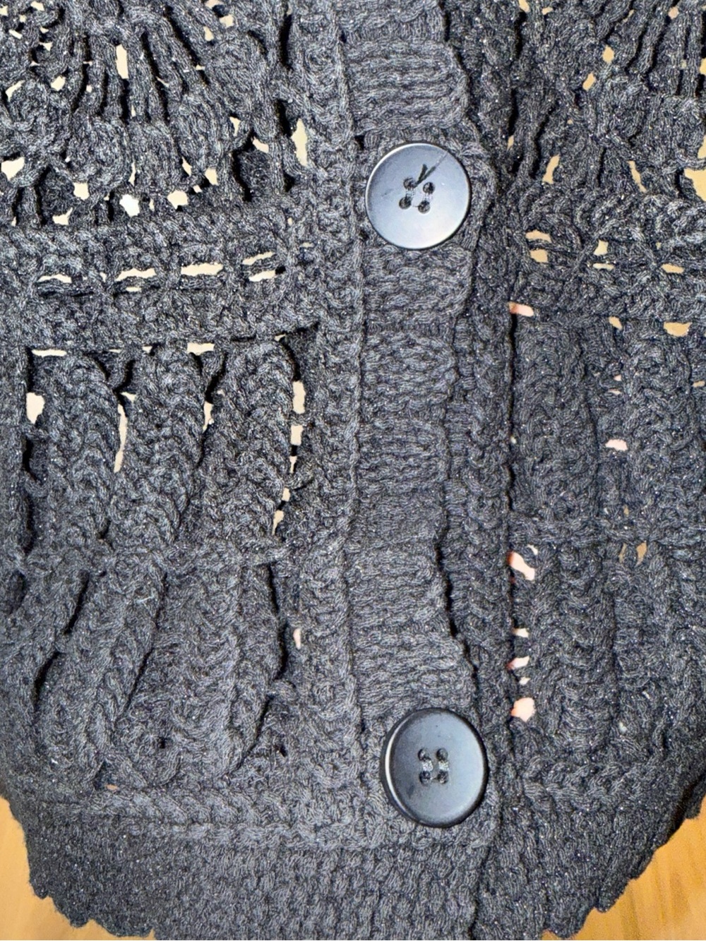 Elan Women's Blake Crochet Cardigan Black size M NWT - Picture 5 of 7
